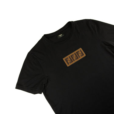 The flat lay of the Fendi FF Box Logo Black T Shirt.