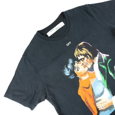 The flat lay of the Off-White Kiss Black T Shirt.