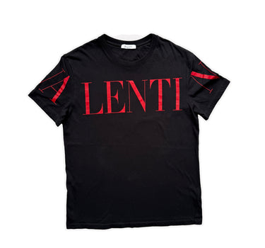 The front of the Valentino Red Logo Black T Shirt.