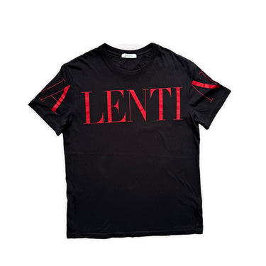 The front of the Valentino Red Logo Black T Shirt.