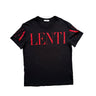 The front of the Valentino Red Logo Black T Shirt.