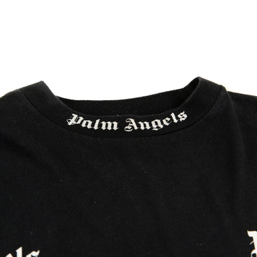 The back of collar of the Palm Angels Multi Logo Black T Shirt.
