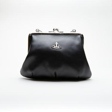 The front of the Vivienne Westwood Vegan Granny Frame Purse in Black.