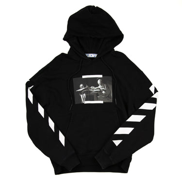 The front of the Off-White Black & White Print Caravaggio Hoodie.