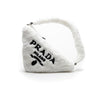 The front of a Prada White Terrycloth Triangle Bag.