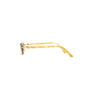 The left of the Cartier 22ct Gold Plated Diamanté Ivory Acetate Rimless Sunglasses.