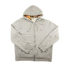 The front of the Burberry Check Hood Grey Zip Hoodie.