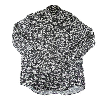 The front of the Balenciaga All Over Wave Logo Shirt.