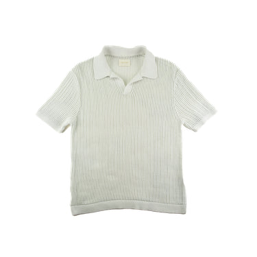 The front of the Aime Leon Dore Mesh Knit Cream Polo.