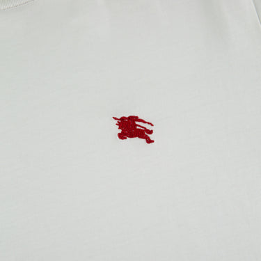 The logo of the Burberry Red Embroidered Logo White T Shirt.