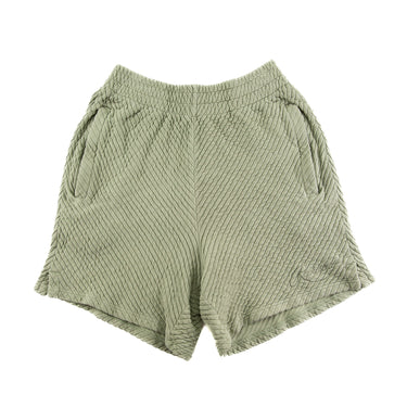 The front of the Represent Ottoman Green Shorts.