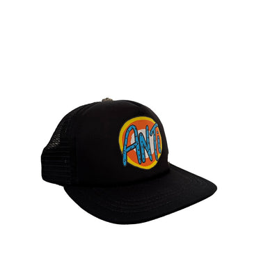 The left of the Chrome Hearts x Matty Boy Sex Records Link Black Trucker Cap.