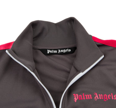 The collar of the Palm Angels Grey & Pink Track Jacket.