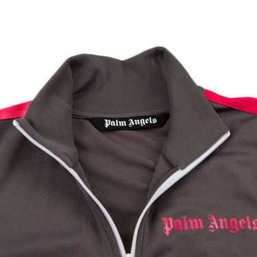 The collar of the Palm Angels Grey & Pink Track Jacket.