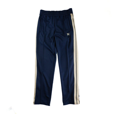 The  of the Palm Angels Navy Embroidered Logo Sweatpants.