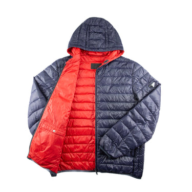 The inside of the Prada Milano Navy Puffer Jacket.