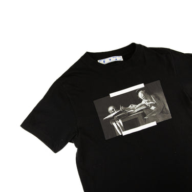 The flat lay of the Off-White Black Caravaggio T Shirt.