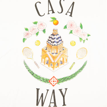 The print of the Casablanca Casa Way Tennis White T Shirt.