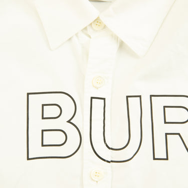 The collar of the Burberry Horseferry White Long Sleeve Shirt.