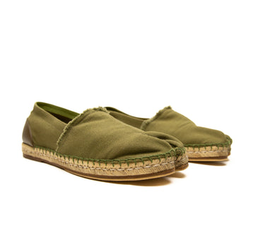 The side of the Maison Margiela Olive Canvas Tabi Espadrilles.