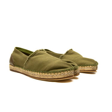 The side of the Maison Margiela Olive Canvas Tabi Espadrilles.
