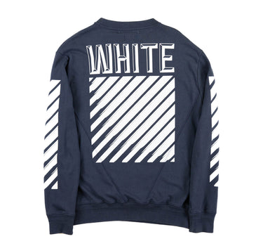 The back of the men's Off-White Navy 3D Diagonal Sweatshirt.