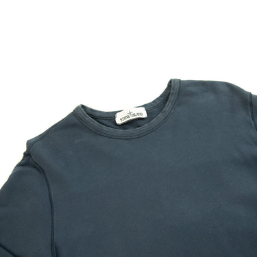 The collar of the Stone Island  Navy Lightweight Sweatshirt.
