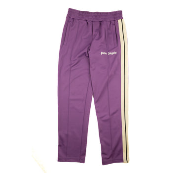 The front of the Palm Angels Dark Purple Sweatpants L.
