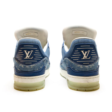 The back of the Louis Vuitton LV Denim Monogram Trainer.