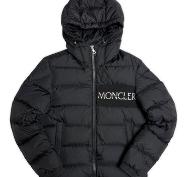 The front of the Moncler Aiton Black Puffer Jacket.