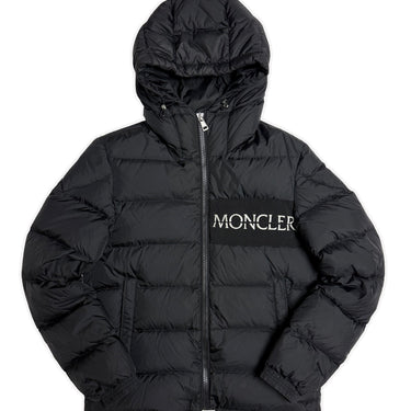 The front of the Moncler Aiton Black Puffer Jacket.