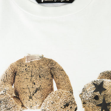 The inside label of the Palm Angels Spray Logo Kill The Bear White T Shirt.