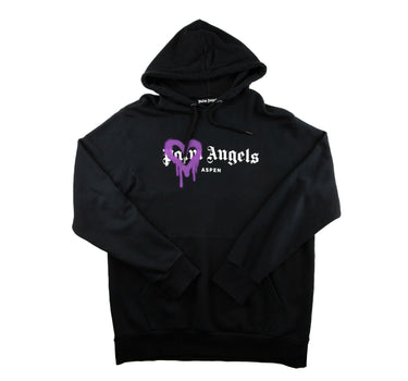 The front of the Palm Angels Aspen Logo Print Black Hoodie.