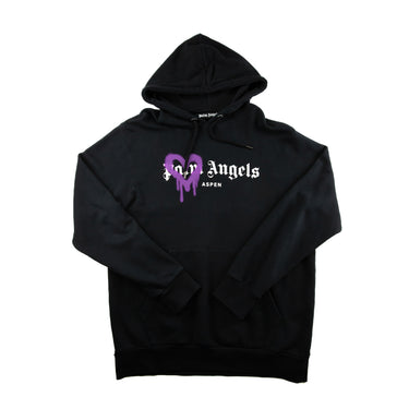 The front of the Palm Angels Aspen Logo Print Black Hoodie.