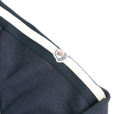 The logo of the Moncler Navy Stripe Maglia Tricot Full Zip.