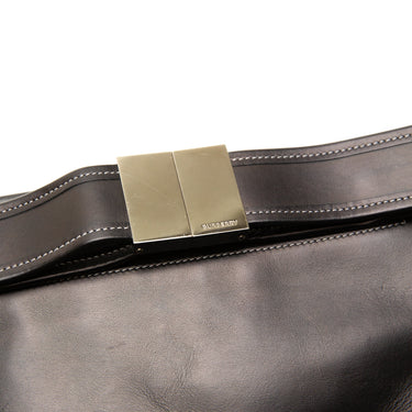 The buckle of the Burberry Smooth Calfskin Brummell Black Bum Bag.