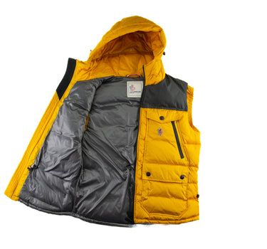 The inside of the Moncler Down Yellow Gilet.