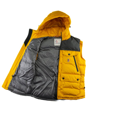 The inside of the Moncler Down Yellow Gilet.