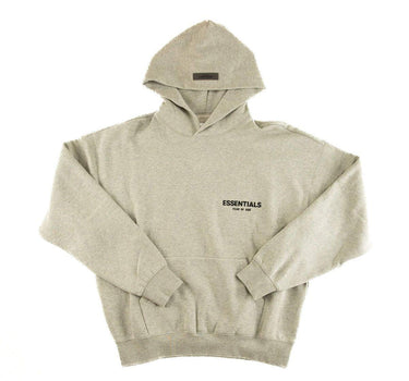 The front of the Fear Of God ESSENTIALS Dark Oatmeal Hoodie M.