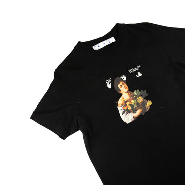 The flat lay of the Off-White Caravaggio Boy Black T Shirt.