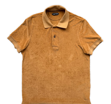 The front of the Tom Ford Mustard Towelling Polo Shirt.