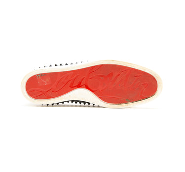 The sole of the Christian Louboutin Black Spike Boat Shoes.