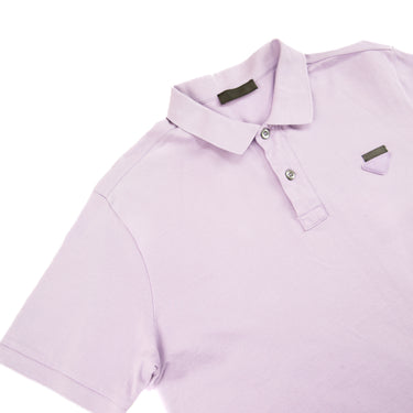 The collar of the Prada Lilac Pique Polo Shirt.
