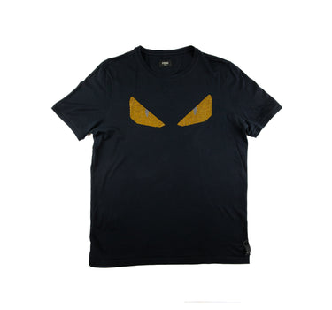 The front of the Fendi Gold Bug Eye Black T Shirt.