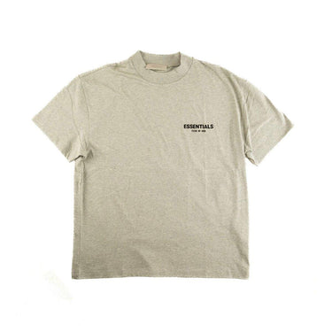 The front of the Fear Of God ESSENTIALS Dark Oatmeal T Shirt L.