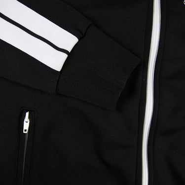 The sleeve detail of the Palm Angels Black Track Jacket.